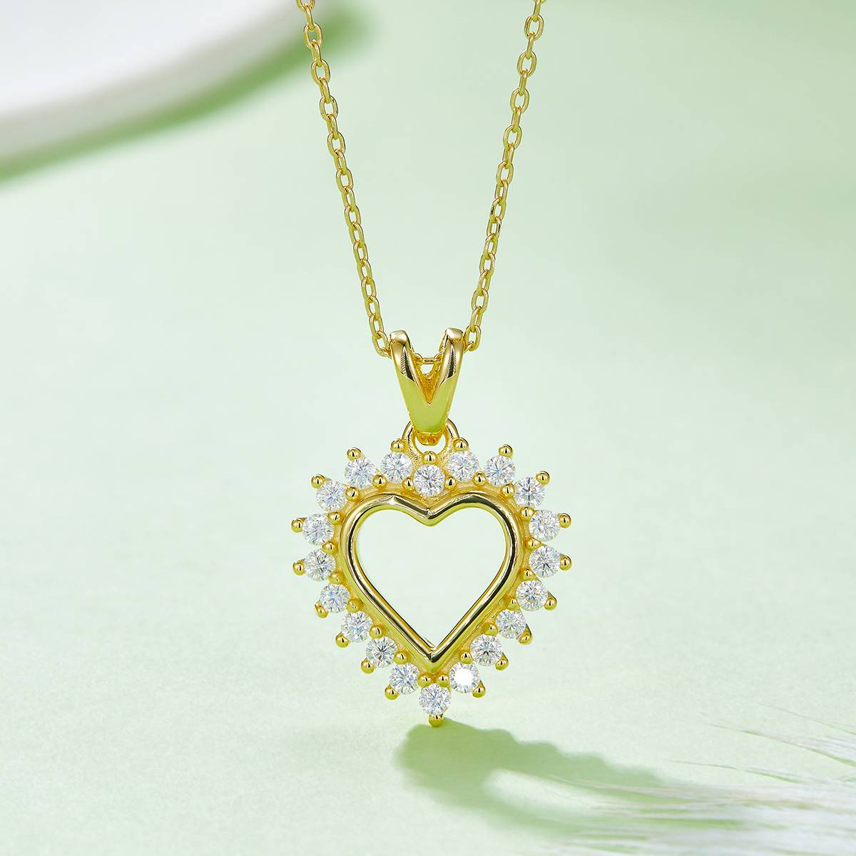 Hollow Core Love Pendant S925 Silver Moissanite Grade D 0.54CT